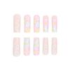 Sweet Pastel Floral Line Press-On Nails Full Cover Nail Tips Women