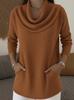 2025 Herbst/Winter Damen Hochhals Langarm Einfarbig Lässiger Pullover mit Taschen