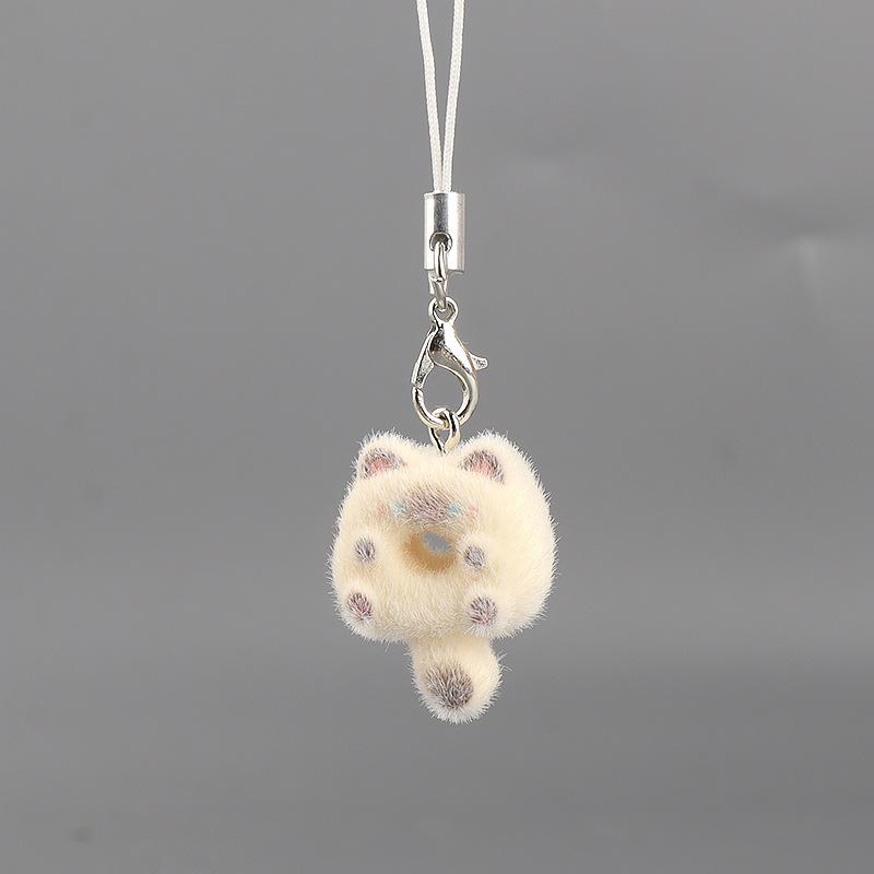 Cute Flocked 3D Resin Bear Keychain Sweet Creative Student Phone Chain Pendant Bag Accessory Phone Strap Gift
