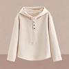 Top con capucha de manga corta para mujer, casual y a la moda, de color sólido y con mangas largas