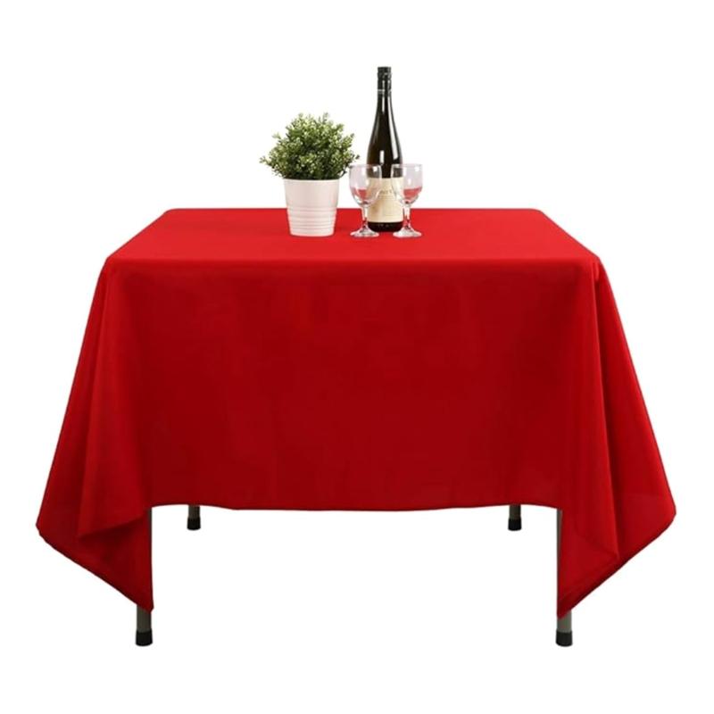 Red Table Cover Tablecloth Waterproofie Washable Foldable Polyester Fabric For Indoor and Outdoor Party Use
