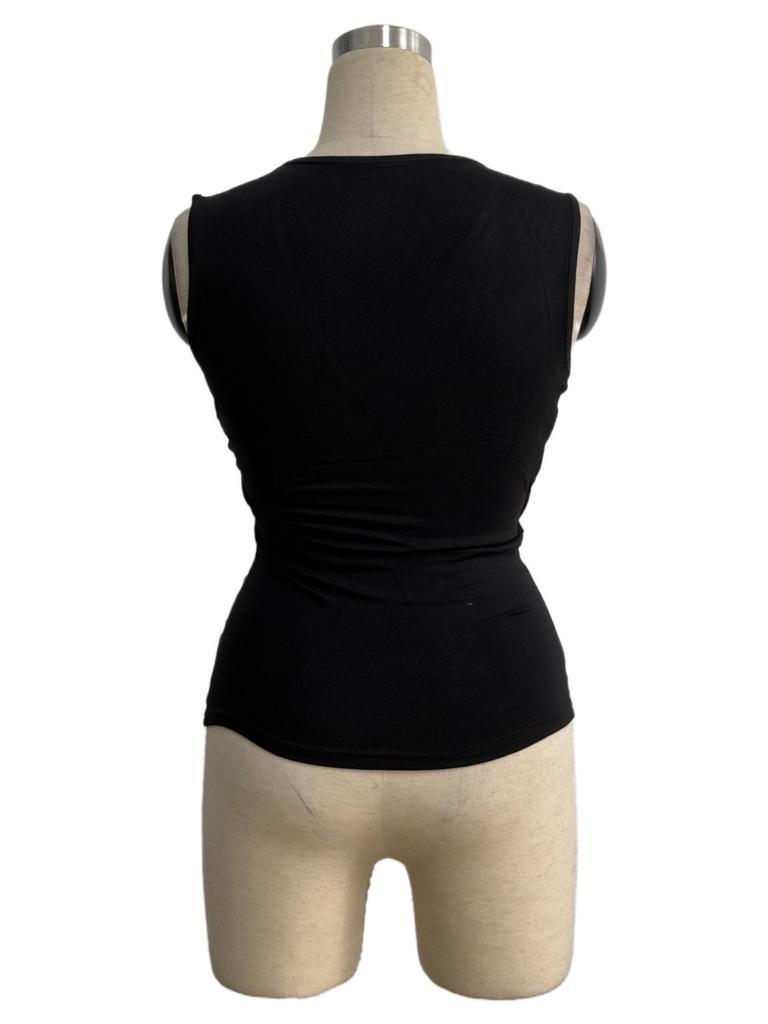 2025 Spring/Summer Elegant Pleated Hot Drill Sleeveless Slim Fit Women's Tank Top