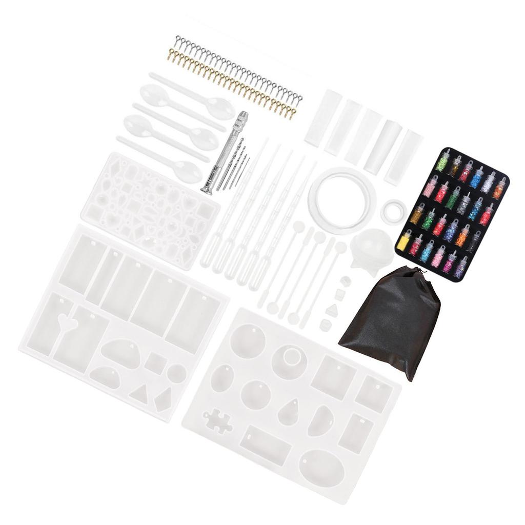 Silicone DIY Molds Set Different Shapes Sequins Pendant Casting Making Molds with Screw Eyes