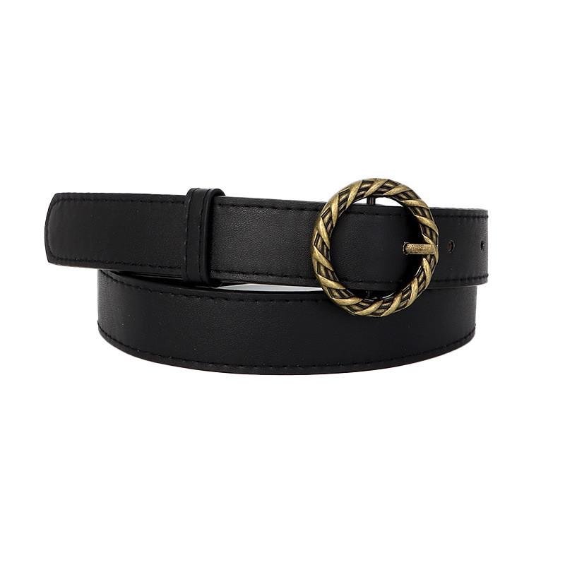 Retro Waist Minimalist Belt With Circular Buckle Design For Casual And Business