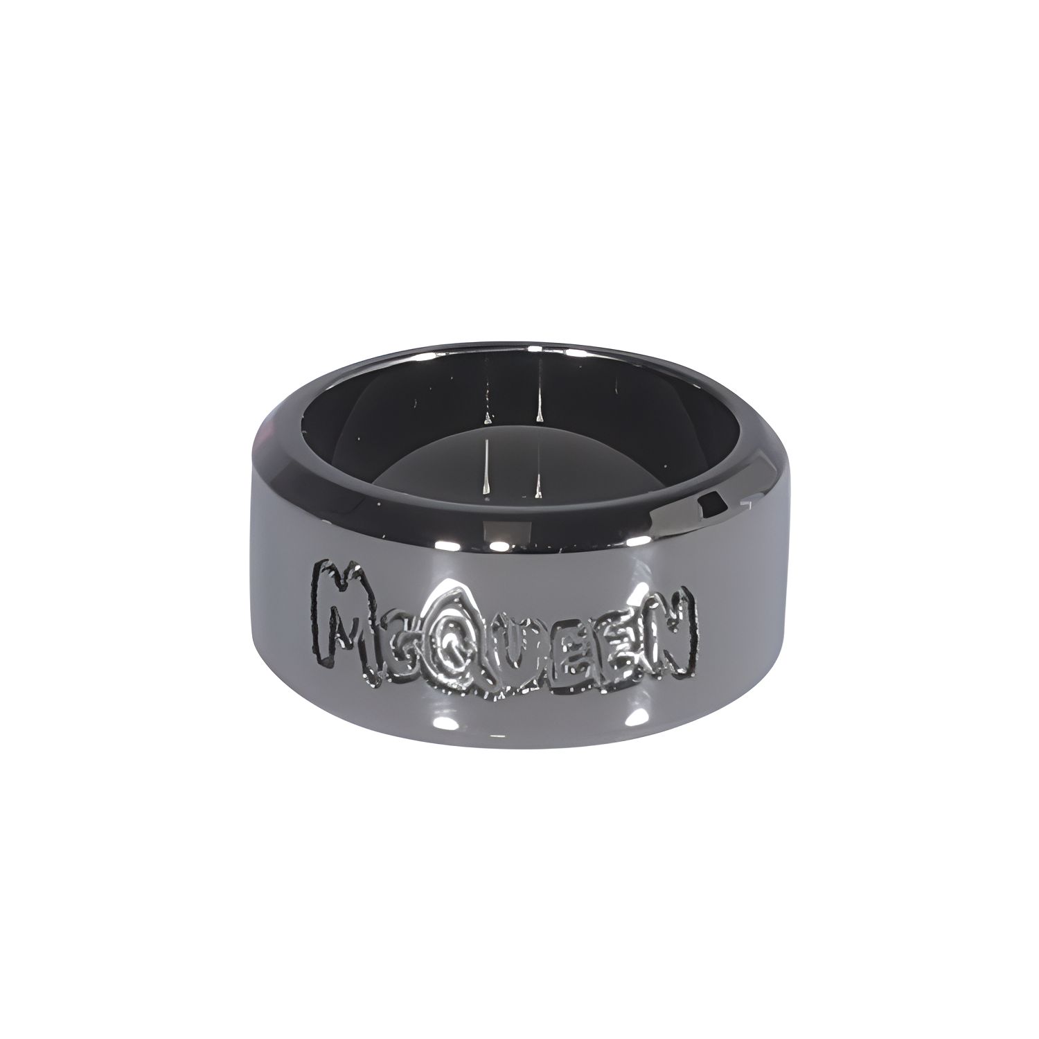 Alexander McQueen Casual Letter Logo Brass Ring Men rings Black 728450J160B0995 17