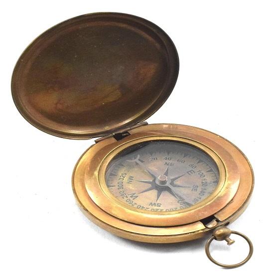 Handmade Brass Push Button Compass Stanley London Directional Compass Brass Pocket Compass 3 Inch