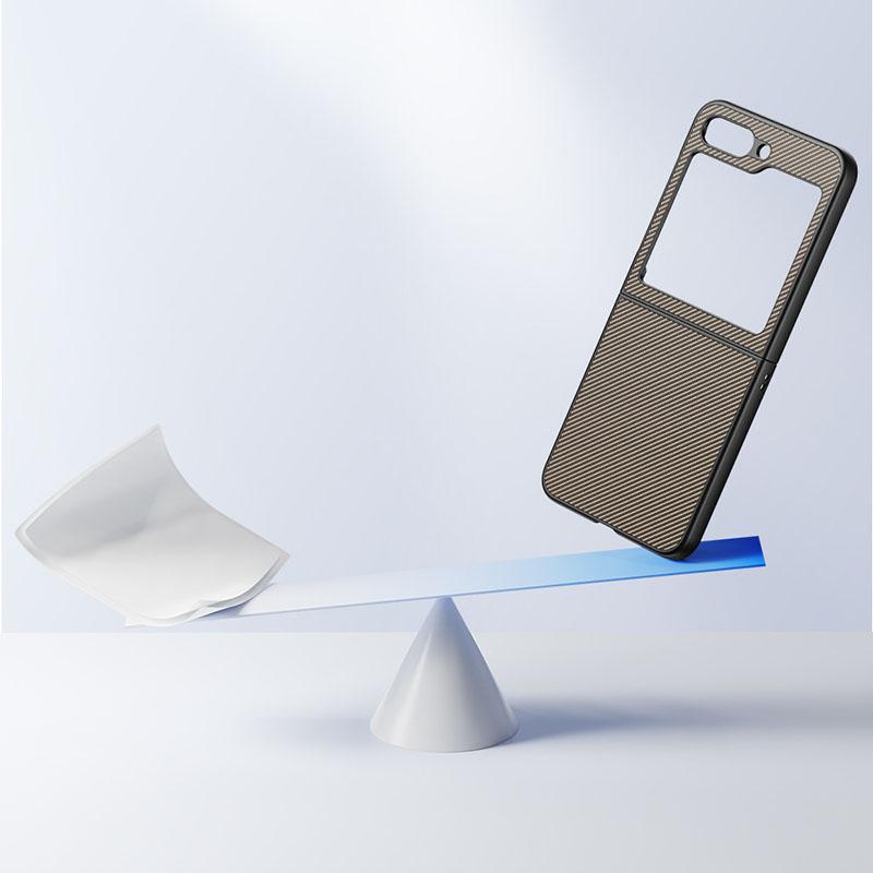 For Samsung Galaxy Z Flip6 5G Case PU Leather+PC Carbon Fiber Texture Phone Cover