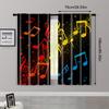 Spring Summer Curtains Vibrant Musical Notes Art Digital Print Drapes Polyester Home Decor Bedroom Living Room Study Set Of 2 Made Great