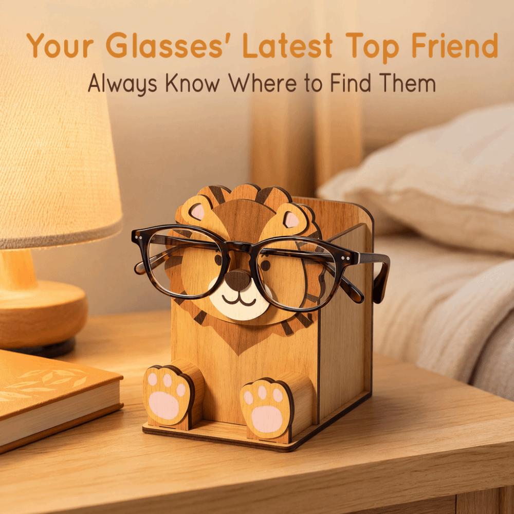 Wooden Material Spectacle Stand Hand Carved Pen Holder Rack Wooden Phone Display Stand Home Use