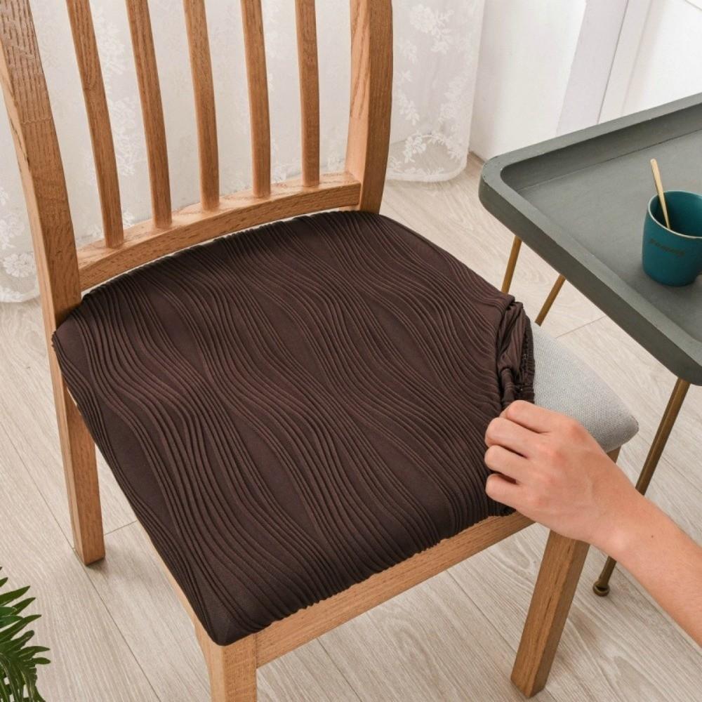 New Anti-slip Dining Chair Cover Soft Thicken Fabric Seat Cover Water Ripple Washable Chair Slipcover For Office Home Seats