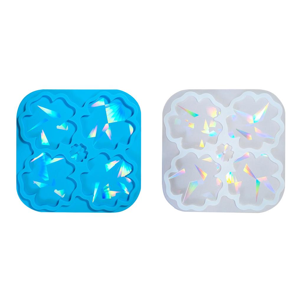 Holographical Silicone Coaster Mold for Home Decoration Rainbow Effect Flower Cup Mat Mould Gift for Crafting Lover