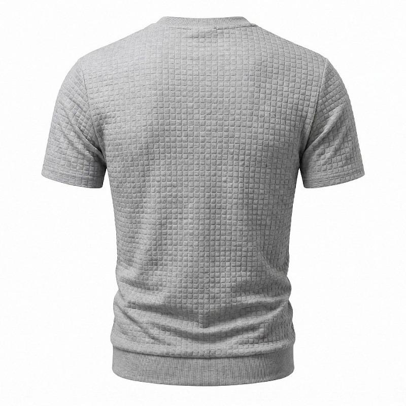 Men Simple Casual Old Money Textured Crew Neck Short Sleeve T Shirt