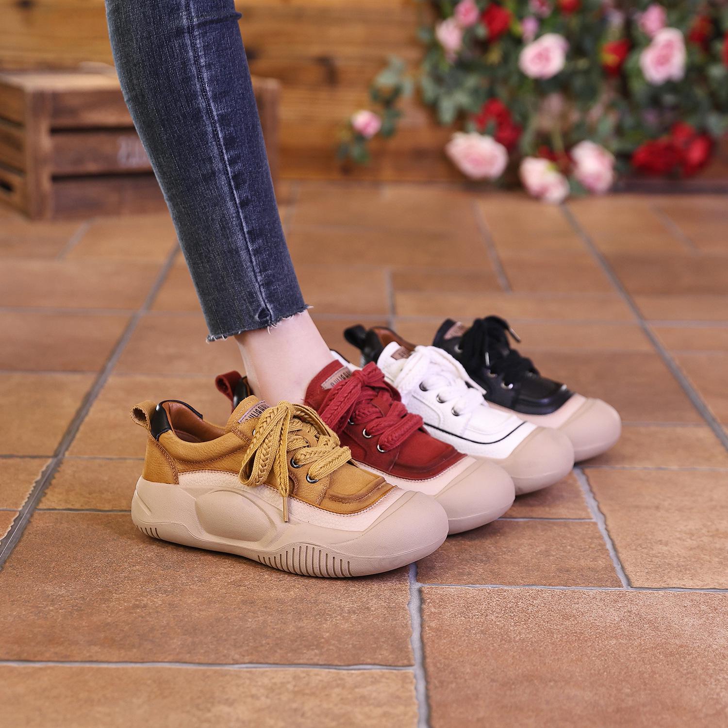 

Women s British-Style Thick-Soled Lace-Up Flats: Versatile Sports Casual Shoes for Spring 2025 Fashion. 36 жовтий