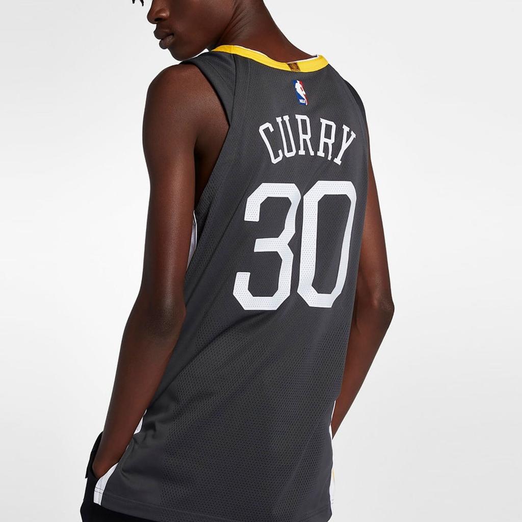 Nike Golden State Warriors Statement Edition Stephen Curry 30 AU Jersey GSW 'Zwart Geel' Heren 863152-060