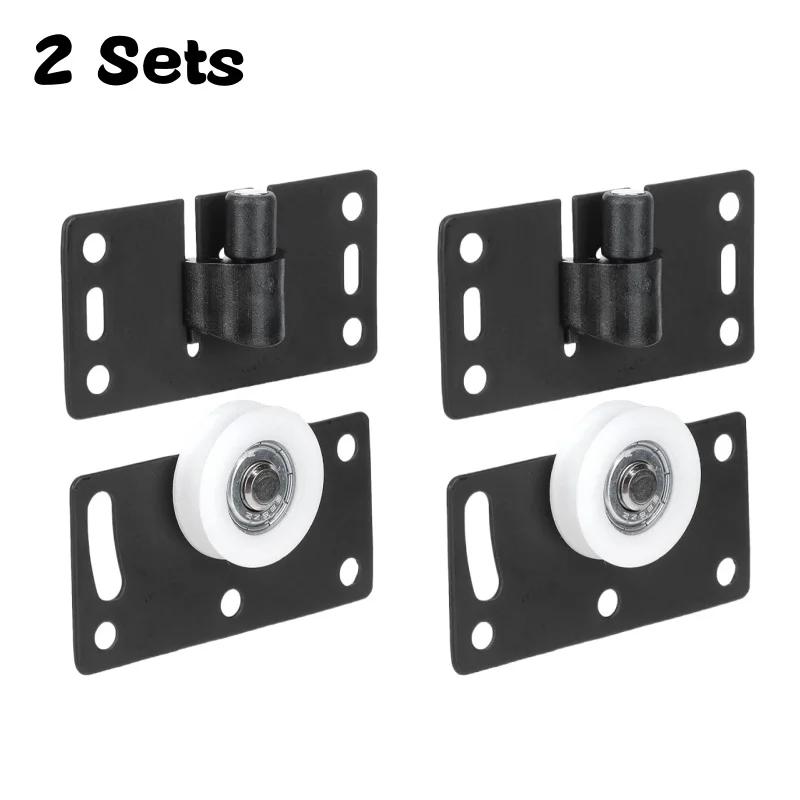 

2 Set Wardrobe Sliding Door Roller Cabinet Pulley Cupboard Casters Closet Sliding Doors Wheel Aluminum Rail Runners Hardware чёрный