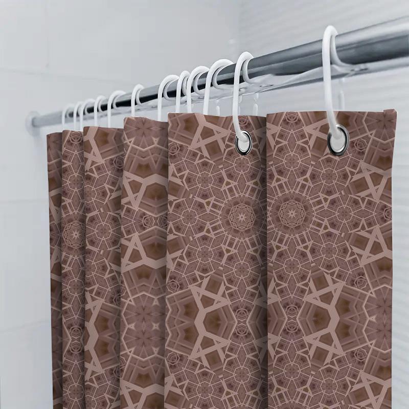Rustic Bohemian Bathroom Decorpink Geometric Shower Curtain For Spa Retreats Bathrooms Privacy Protection Waterproof Fabric Prin