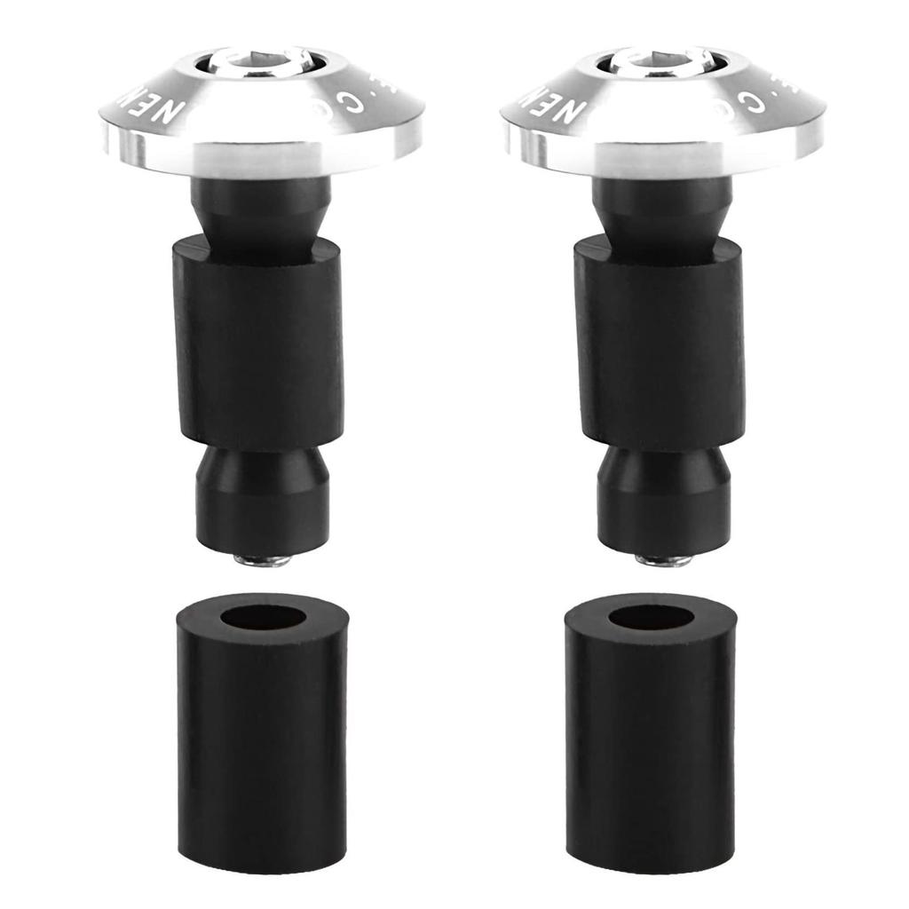 Akozon Handlebar End Caps Motorcycle Handlebar End Slide Plug Caps 22mm 7/8" for ATV Off-Road Racing (Silver)