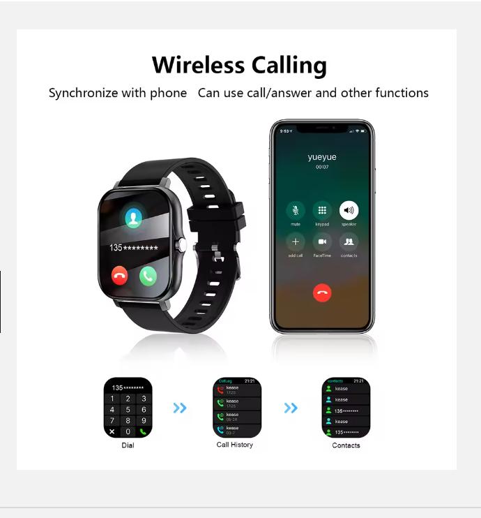 2025 Smartklocka trådlös samtal/uppringning Sportläge samtalsavisering och avvisning fitnessövervakning för iPhone/Andriod