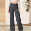 Women Flared Pants Elastic High Waist Solid Color Straight Leg Trousers Solid Color Straight Leg Tummy Control Yoga Pants