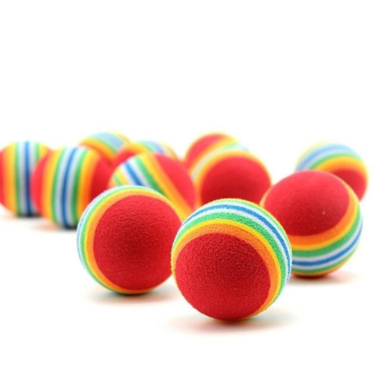 3 Stück /Set Bunte Haustier Katze Kätzchen Weicher Schaumstoff Regenbogen Spielbälle Lustige Aktivitätsspielzeuge