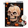DIY Frameless Pearl Painting Kit Halloween Skull Pumpkin 3D Bead Art Canvas Relaxing Craft for Home Wall Decor Gift