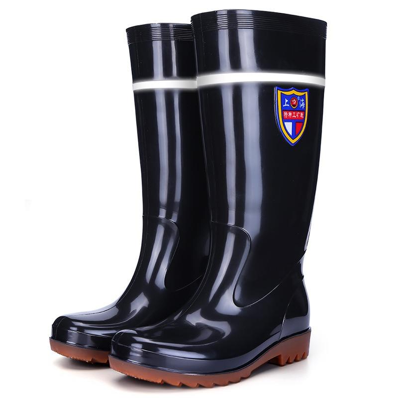 Thickened high rain boots inner net reflective strip rain shoes flood control labor insurance non-slip outsole rubber shoes worker shoes wading boots