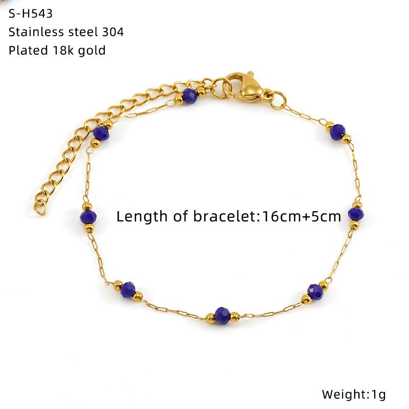 Titanium Steel Glazed Bead Pearl Bracelet, Sweet Crystal Natural Stone Colored Jewelry, High Sense Of Personality