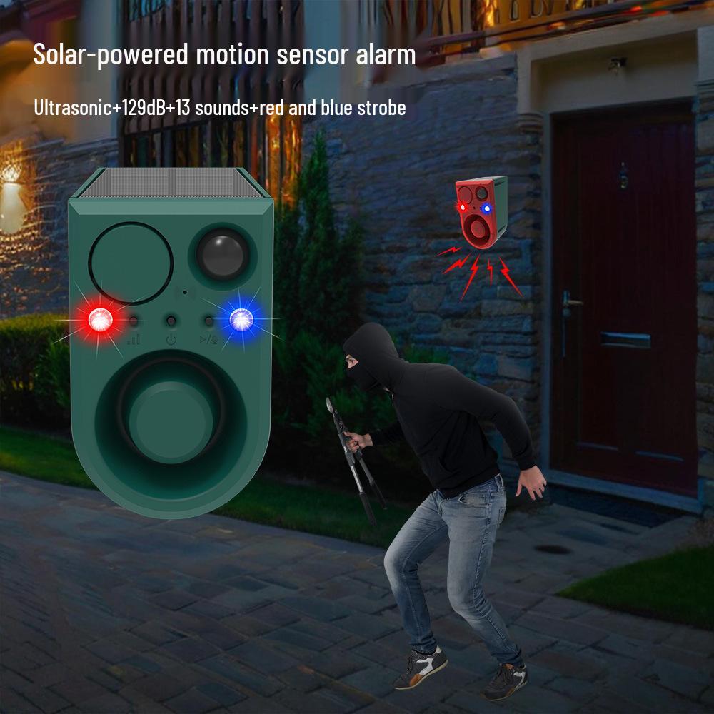 Solar-Powered Ultrasonic Animal Repellent with Infrared and Sound Alarm