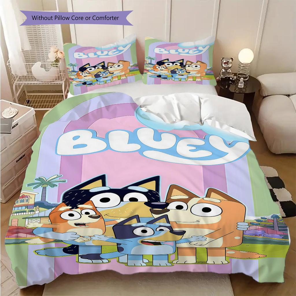 Bluey Friends Adventure Threepiece Set 1 Duvet Cover 2 Pillowcase Without Core Duvet Cover And Pillowcase Soft And Comfortable