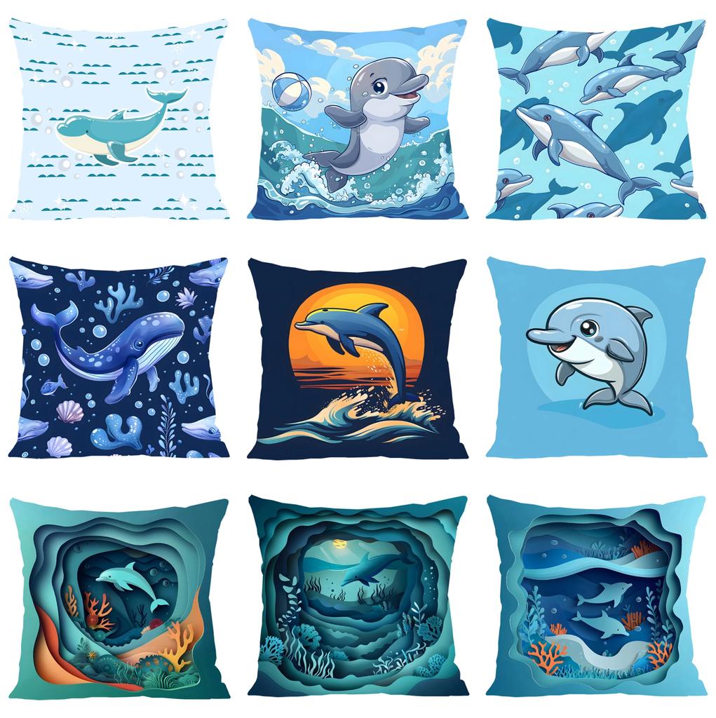 Home Decoration Cute Dolphin Decorative Pillowcase 40x40 Aesthetic Room Decoration Cover for Pillow Cases 45x45 Cushion Cover