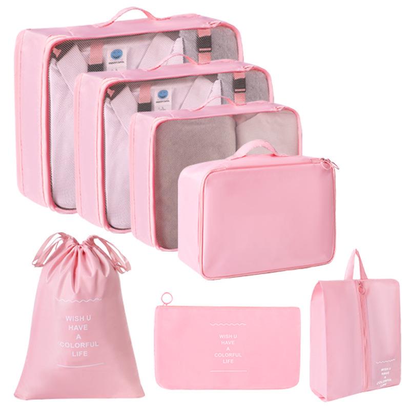 7-Piece Travel Storage Bag Set: Organize Toiletries, Cosmetics, Clothes, Shoes, and Luggage.