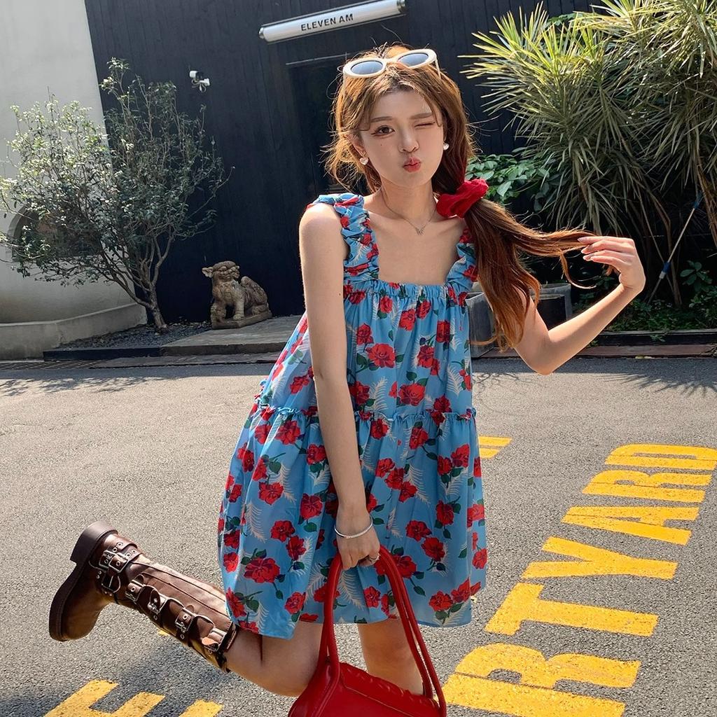 Dress Short Skirt Summer Suspender Print Vacation Style Women's Dress Temperament Women's Dress Dress Summer Dress