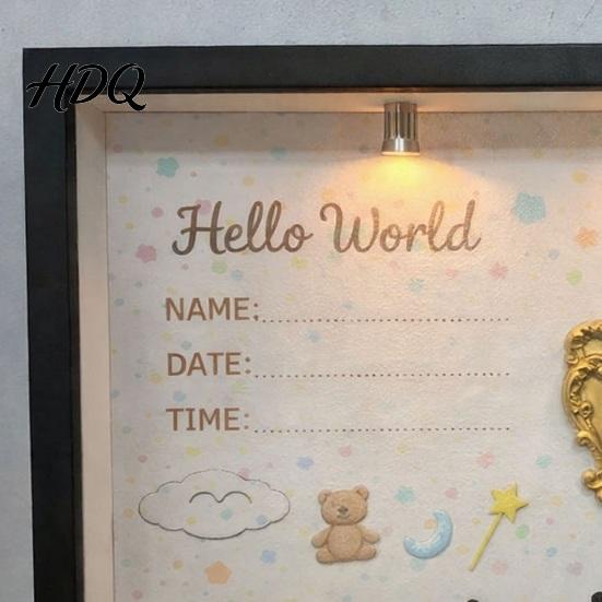 Custom Family Memory Box DIY Mini Museum Silhouette with Light Photo Display Frame Kit Shadow Gift Gold Frames Figurines Keepsake for Baby Newborn