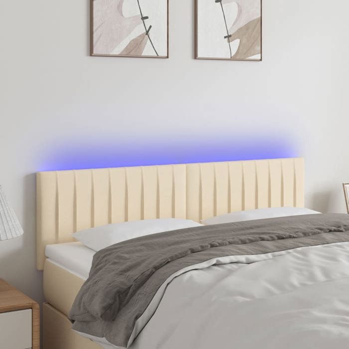 VidaXL LED Headboard Bedroom Furniture Double Bed Accessory Head of Bed Frame Interior Cream 3121853
