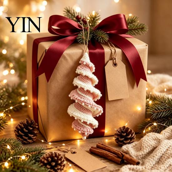 Festive Handmade Ornaments Christmas Ornament Crochet Kit, DIY Spiral Tree Starter Xmas Relaxing Crafting Hobbies Craft Kit for Holiday Home