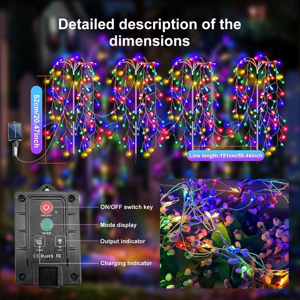 420/680LED Solar firecracker lights led copper wire fireworks lights string Christmas holiday ambient lights garden lawn lights