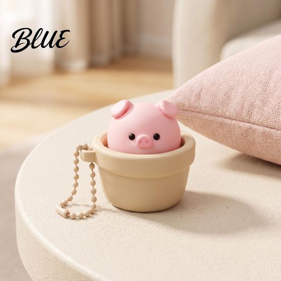 Adults Sensory Toy Potted Pig Clicker with Bead Chain Clicky Button Fidget Portable Stress Reliever for Relief Finger Backpacks School Bags Decor