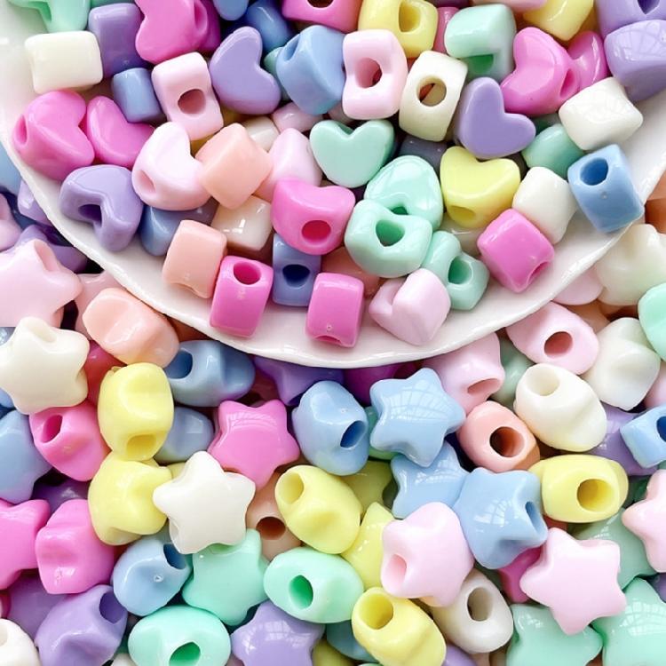 Star Heart Shape Beads For Kids Colorful Loose Beads Hair Tie Accessory For Creative Braiding And Crafting Project Supply