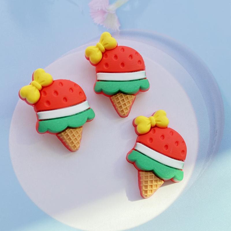 12pcs Cute PVC Mixed Ice Cream Series Flexible Glue Flat Back Cabochon Scrapbook Kawaii DIY Embellishments Accessories H300