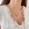 Opk Jewelry Long Light Luxury Hollow Love Titanium Steel Necklace Simple Design Pendant Collarbone Chain Female
