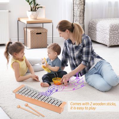 Portable Aluminum Piano  Percussion Instrument Musical Instrument with Wooden Sticks 13-Note Glockenspiel