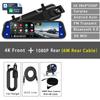 UHD 4K 3840*2160P Car Dvr Carplay Android Auto GPS 5G WIFI AUX Dash Cam Stream RearView Mirror Dashcam Camera Drive Recorder FM