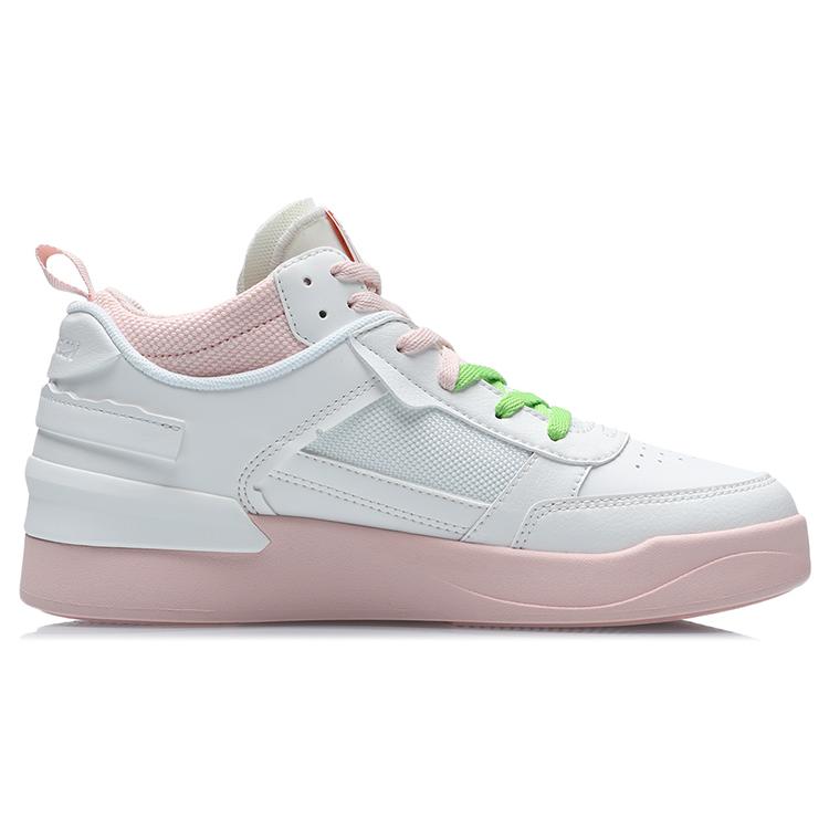 Li Ning CF New Sequence Non slip Lightweight Mid top Skateboard Shoes Women's White Pink AGCR112-1