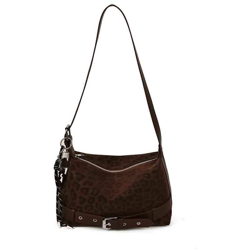 Autumn and winter retro leopard print bag women's new armpit bag trendy versatile commuter versatile texture shoulder bag