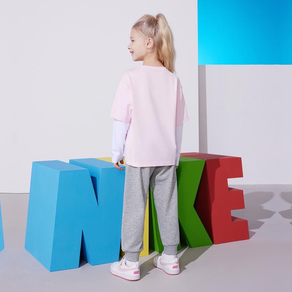 Nike Casual Sports Suit Comfortable Soft Simple Elegant Kids Suit Cherry-Blossom-Pink N32432267GS-005