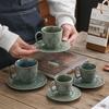 Japanese Coffee Cup Retro Kiln Ceramic Cup Household Creative Relief Water Cup Set Cup Saucer