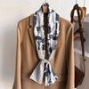New temperament double-layer scarf streamer strap bag decoration suit scarf small long headband silk scarf women's printing narrow