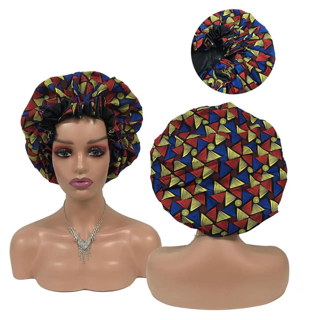 Double Layer Satin Bonnet Pattern Custom Bonnets Silk logo Woman Sleeping Hair Bonnet
