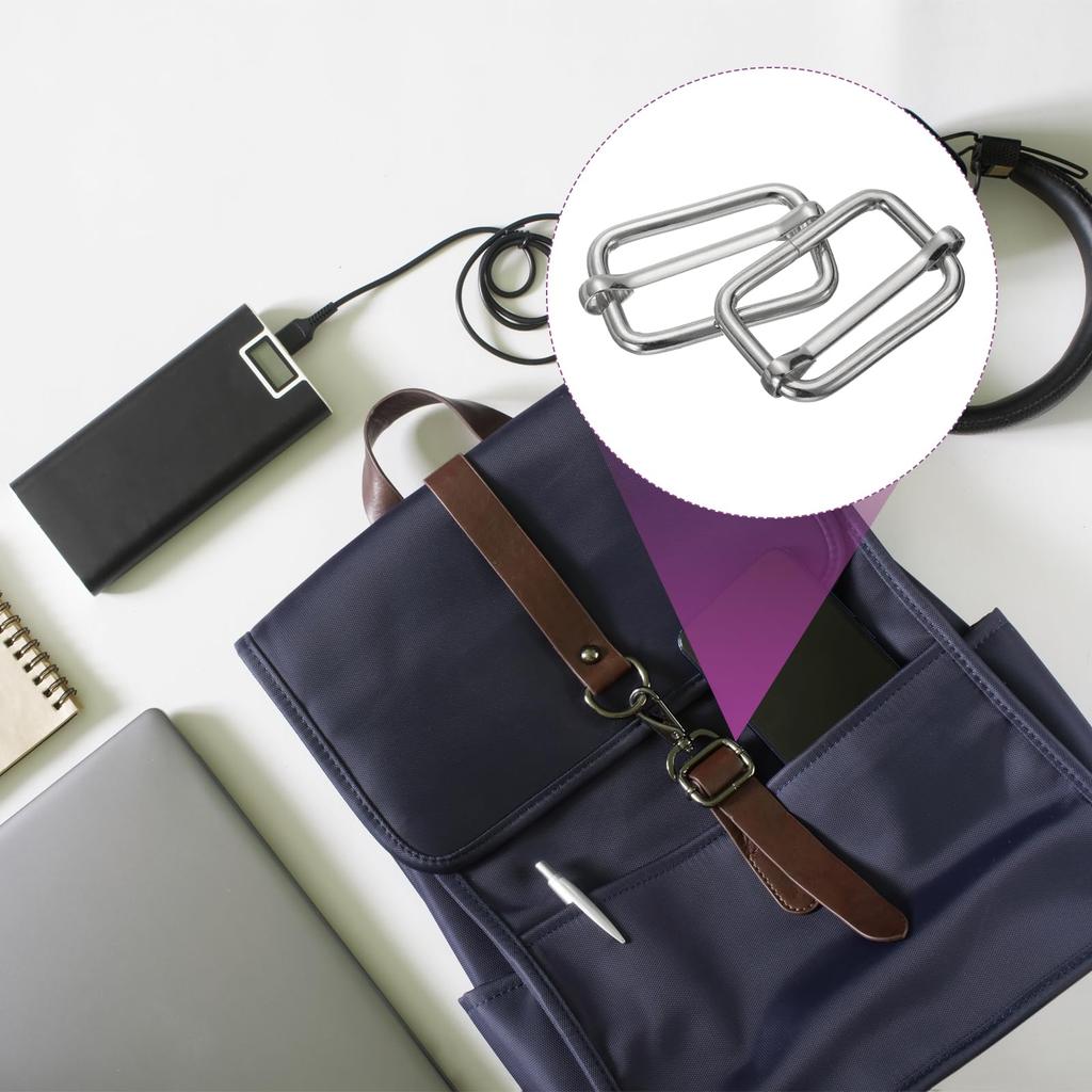 50 Pack Metal Slide Adjustment Buckle 1 Rectangle Slide Adjuster Webbing Strap Slider for Belt Bag Backpack DIY Accessories Replacement [uxcell] 2/7"