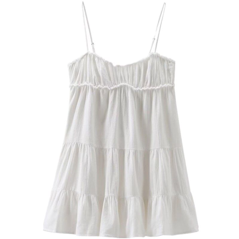 

Fashion Style 2024 Summer New Arrival Women s Clothing Slim Looking Easiest for Match Ruched Mini Sling Dress 0881331 250 Picture color L